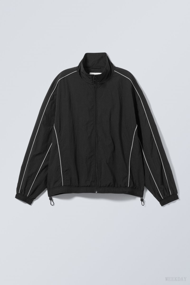 Weekday Nera Windbreaker Jacket Black | IXZG5196