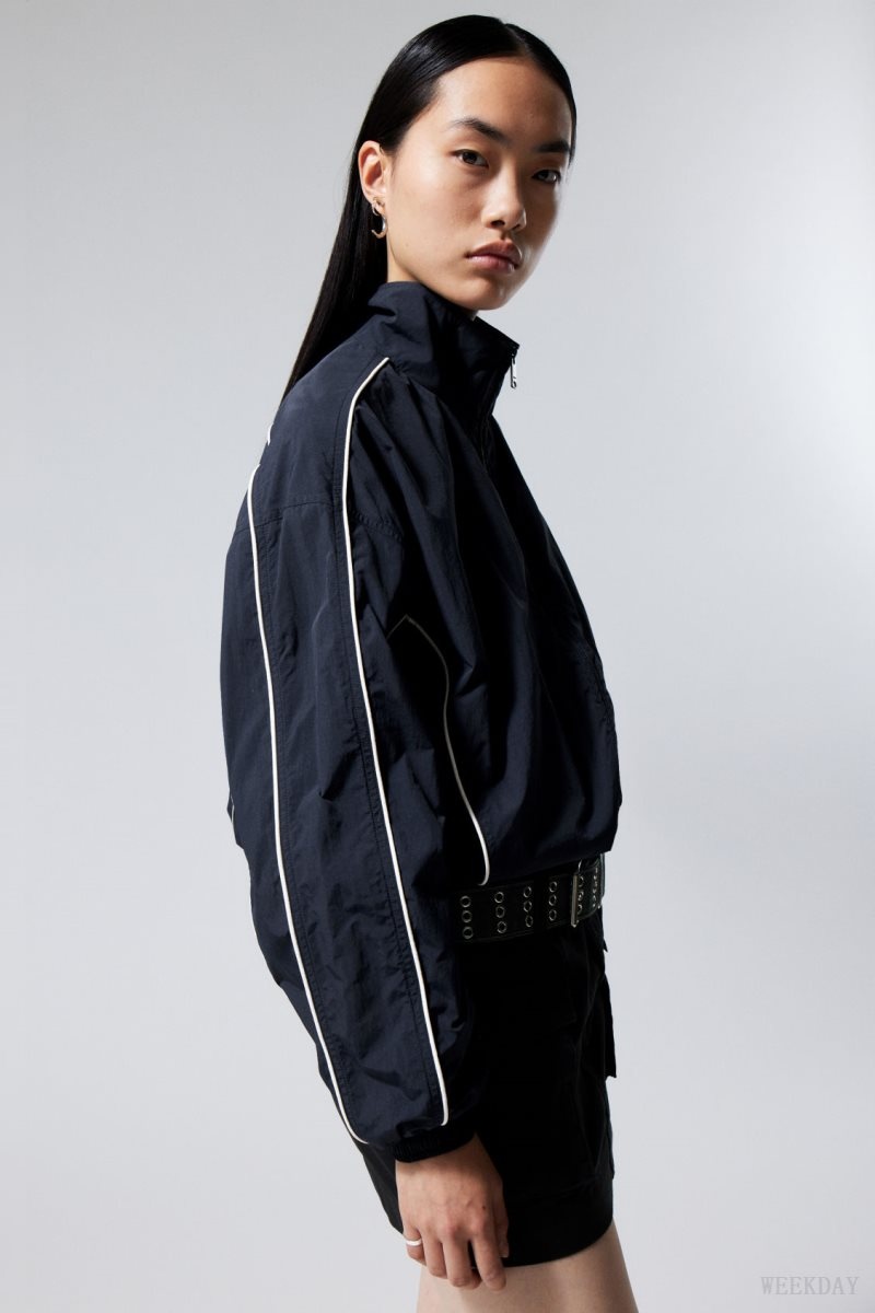 Weekday Nera Windbreaker Jacket Dark Blue | IQCW8485