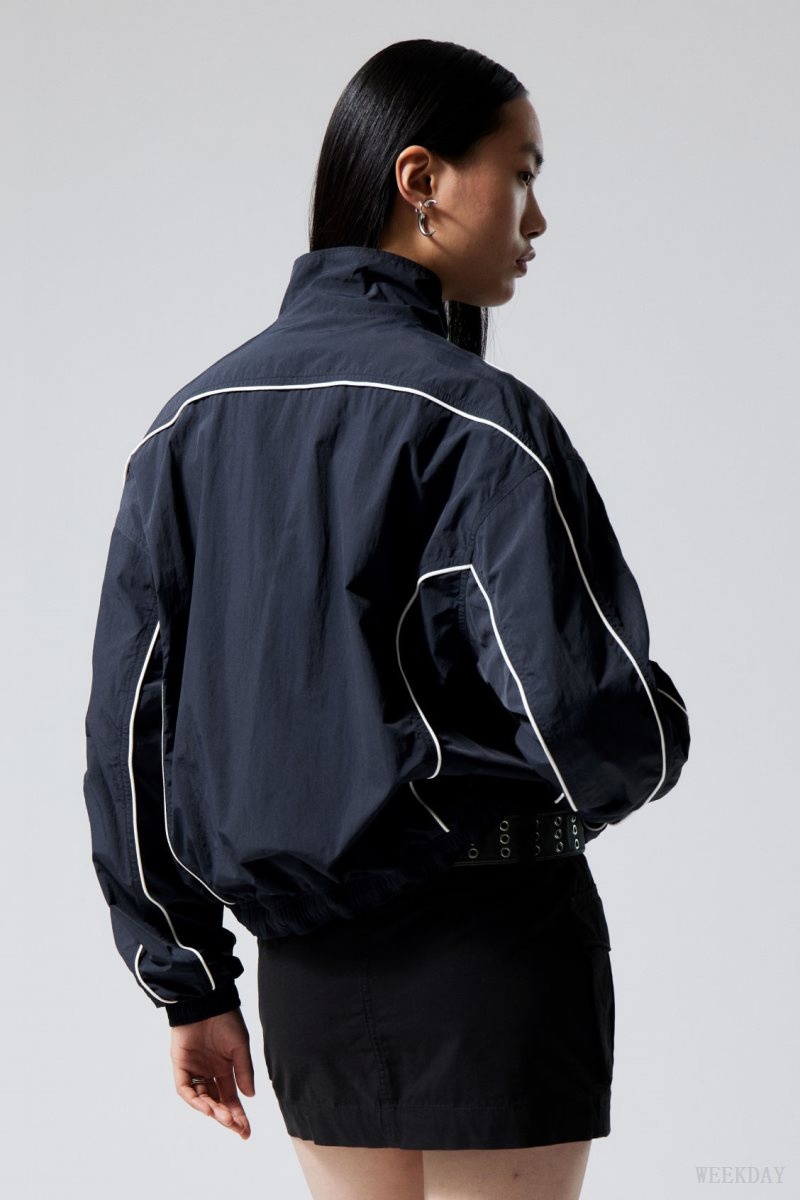 Weekday Nera Windbreaker Jacket Dark Blue | IQCW8485