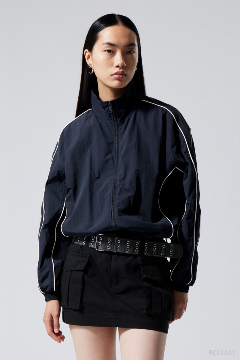 Weekday Nera Windbreaker Jacket Dark Blue | IQCW8485