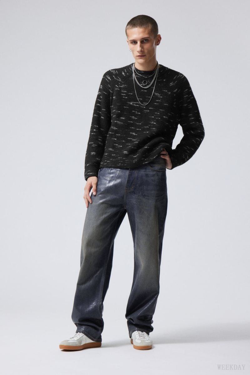 Weekday Norman Relaxed Raglan Sweater Black | SBUF9409