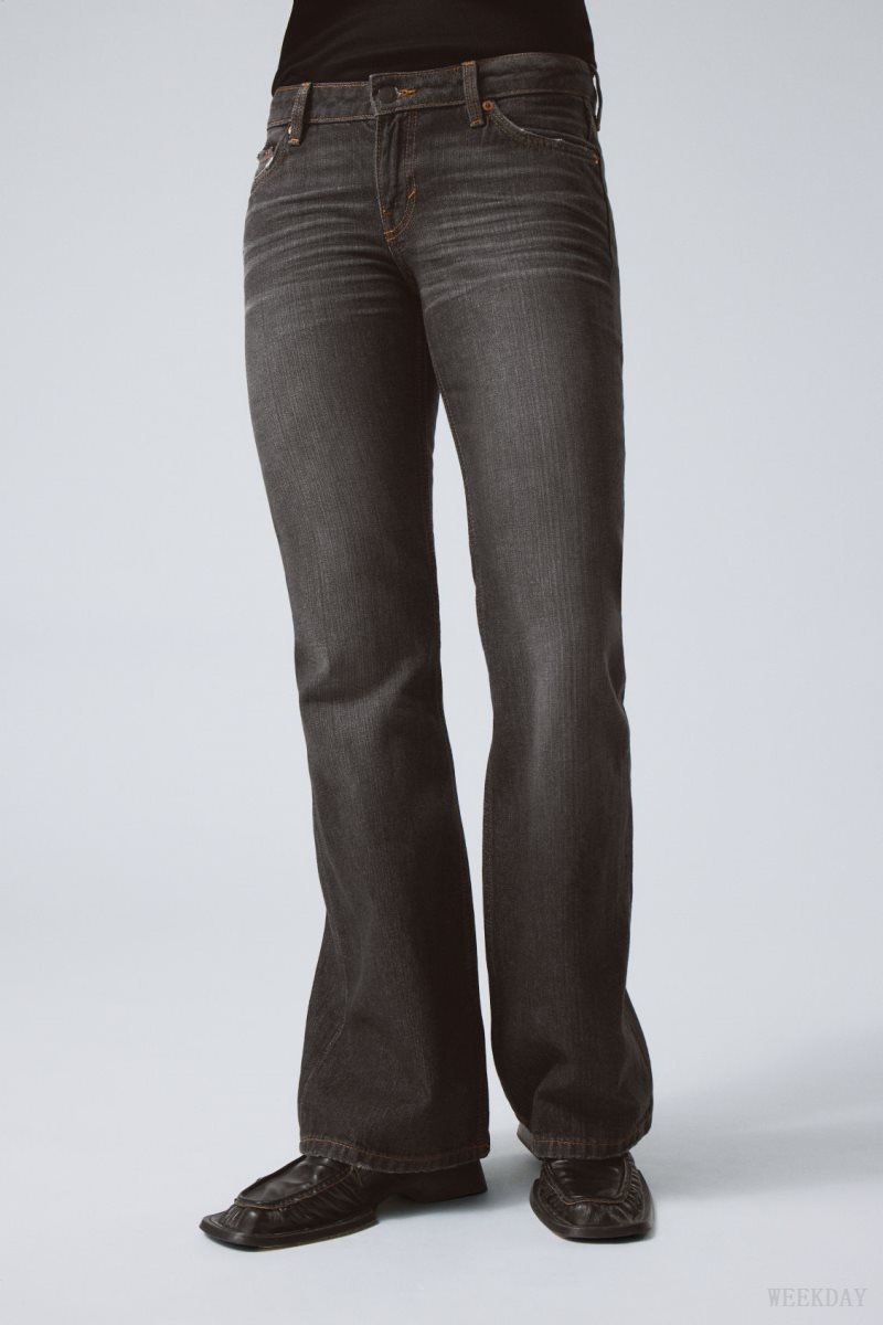 Weekday Nova Low Slim Bootcut Jeans Grey Black | QYUI8607