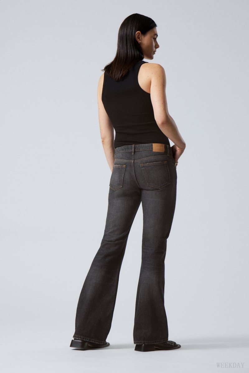 Weekday Nova Low Slim Bootcut Jeans Grey Black | QYUI8607