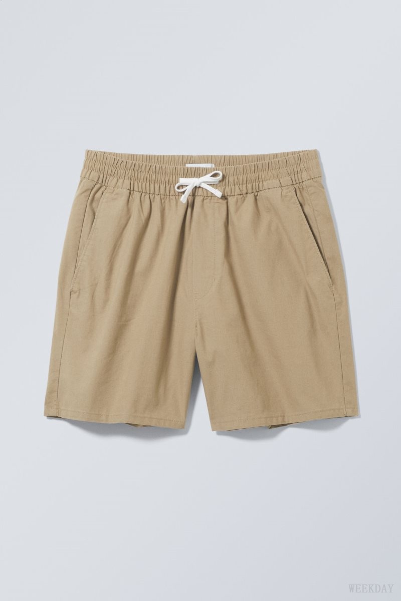 Weekday Olsen Regular Shorts Dark Beige | TEEV4162