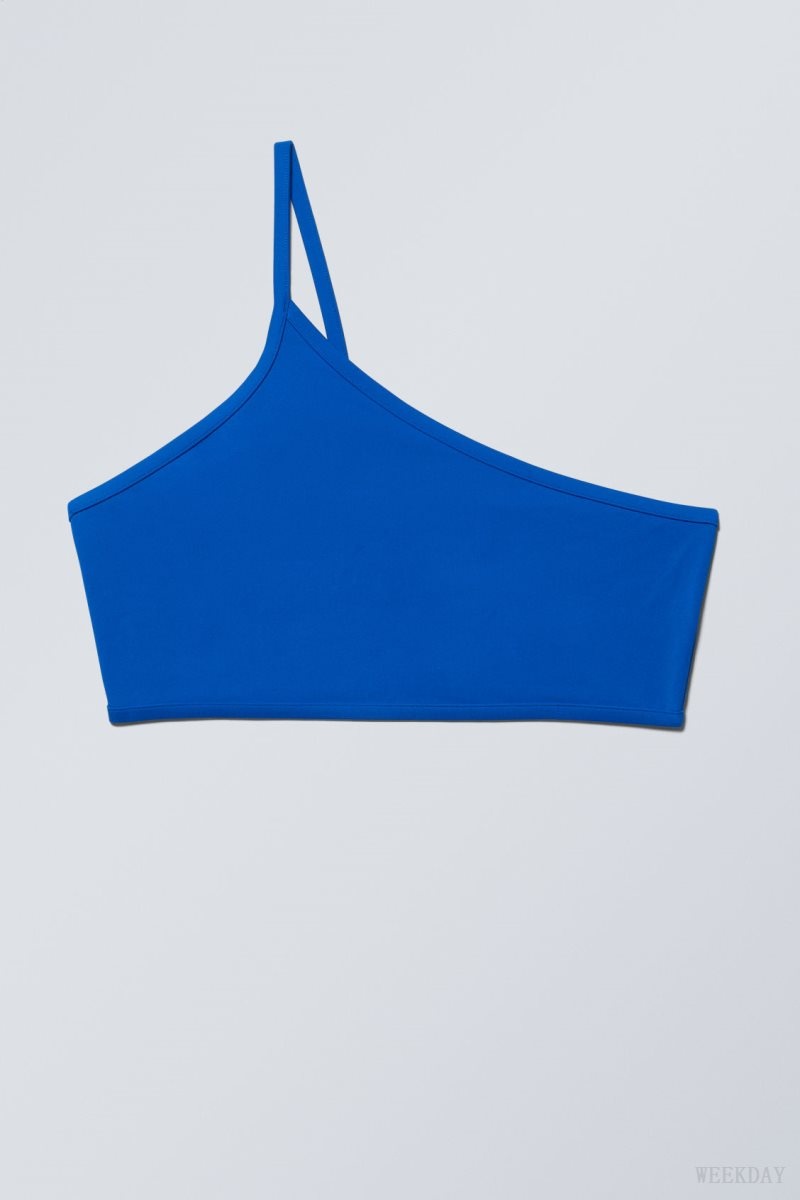 Weekday One-Shoulder Bikini Top Blue | USQZ4296