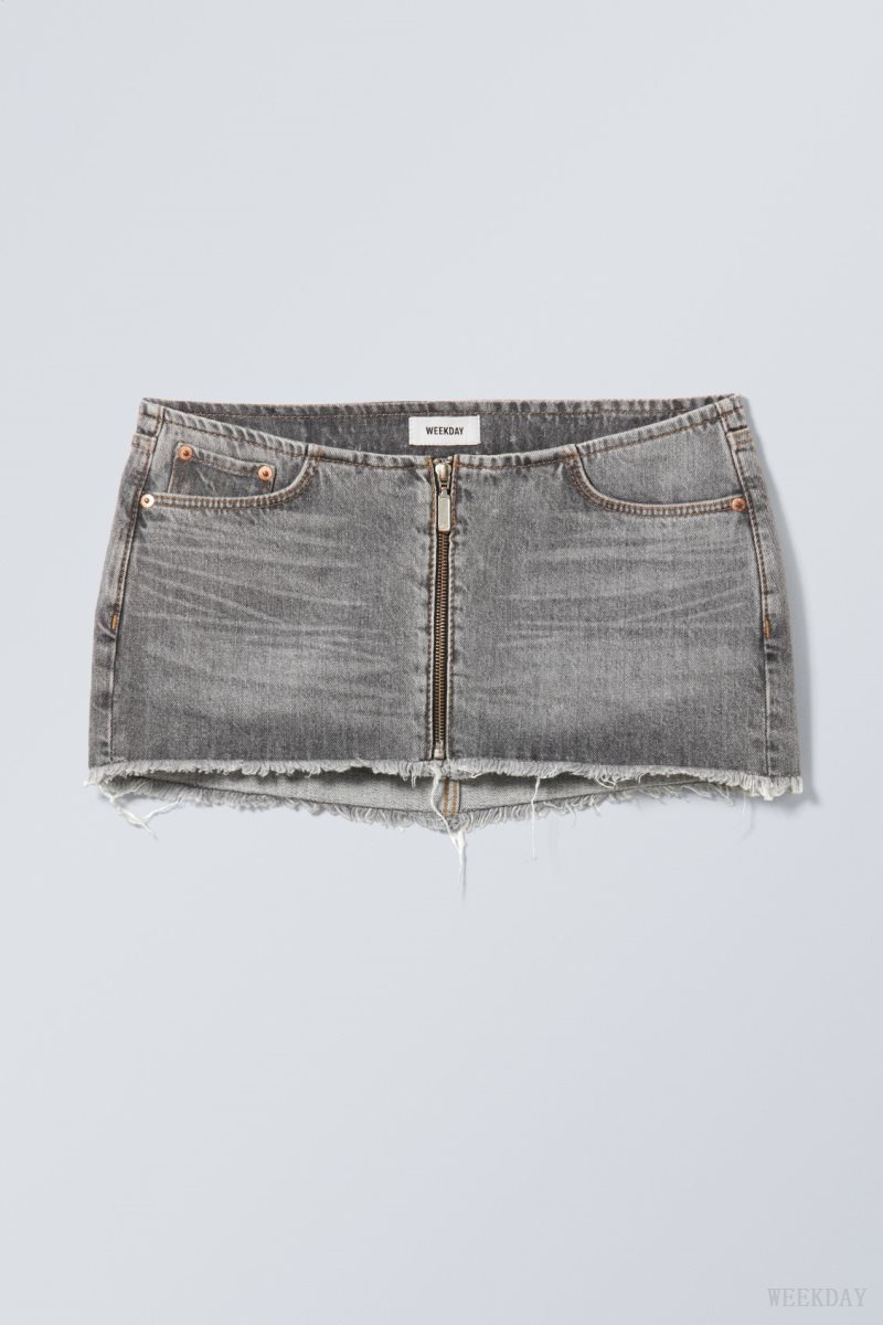 Weekday Ontario Denim Mini Skirt Grey | ARVI0564