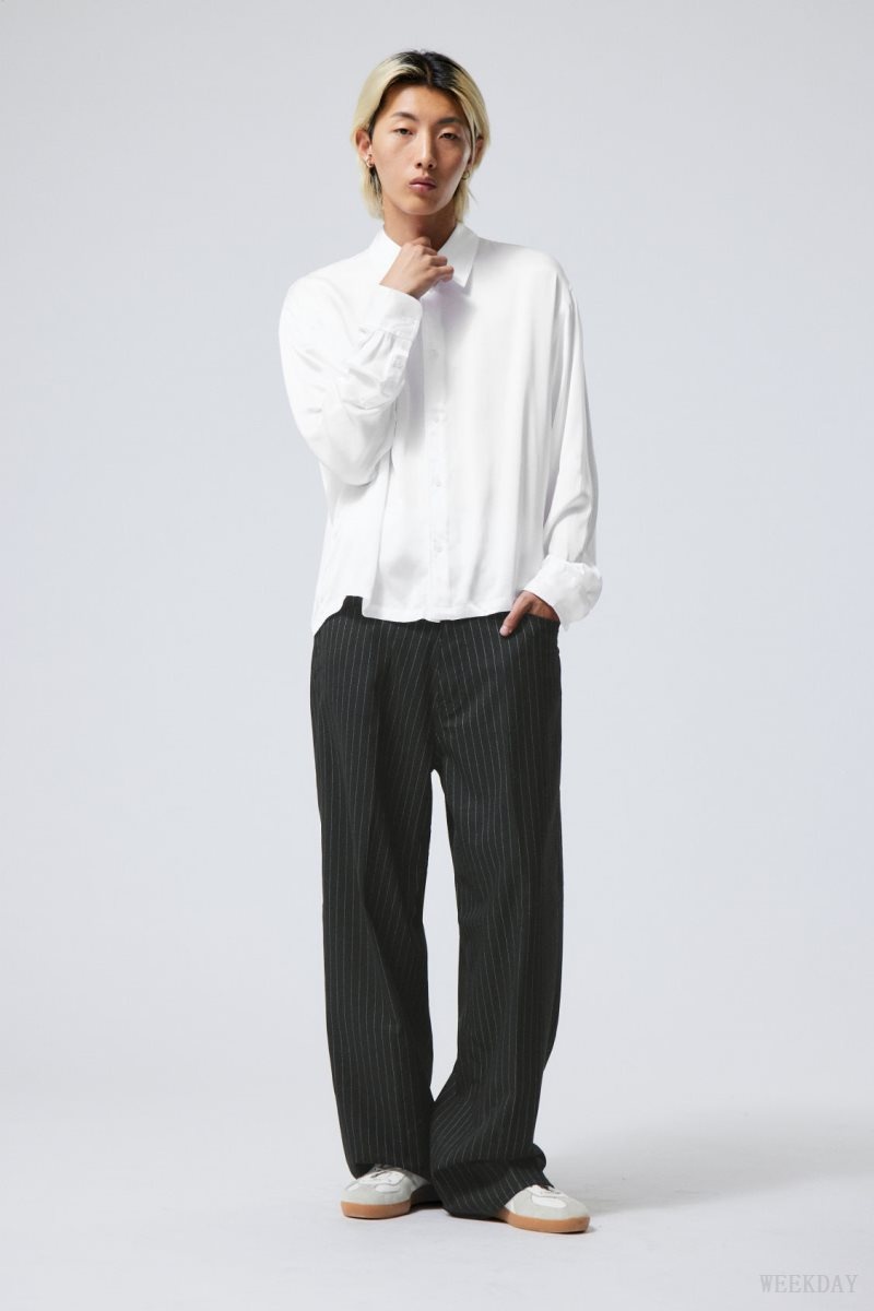 Weekday Oversized Boxy Shiny Shirt White | TFCB1714