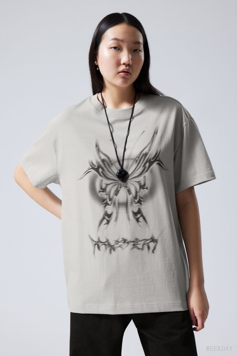 Weekday Oversized Graphic Printed T-shirt Mystery Butterfly | TKSS1797