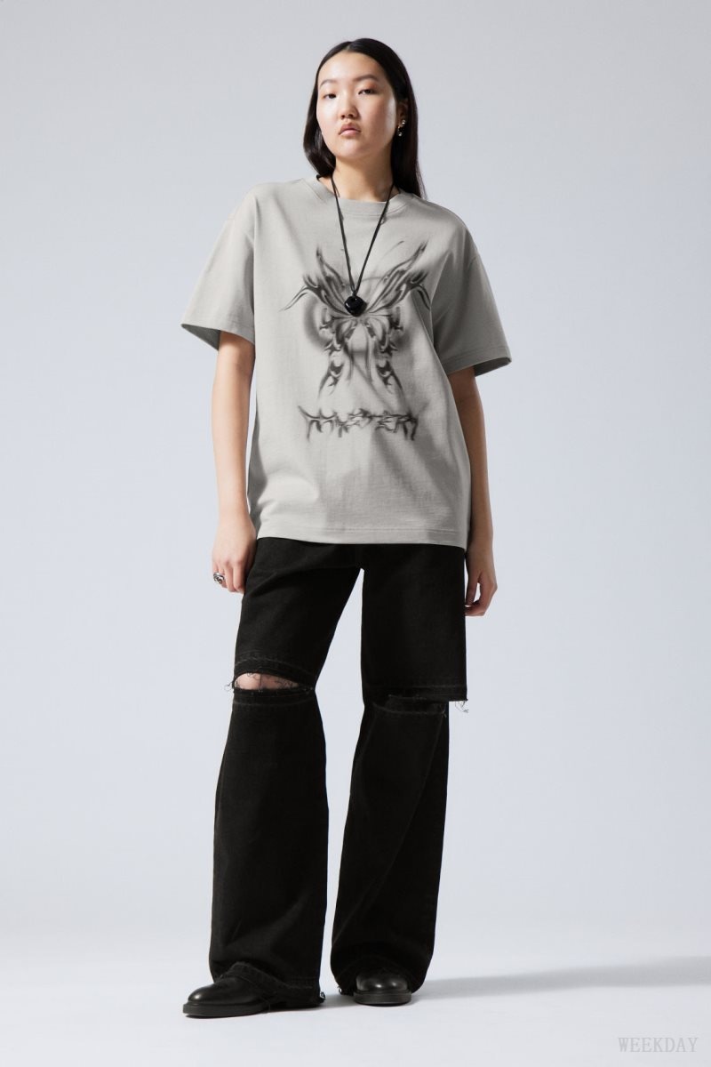 Weekday Oversized Graphic Printed T-shirt Mystery Butterfly | TKSS1797