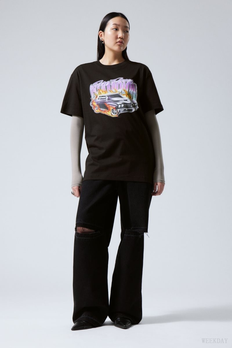 Weekday Oversized Graphic Printed T-shirt Pure Power Champion | ORZT6412