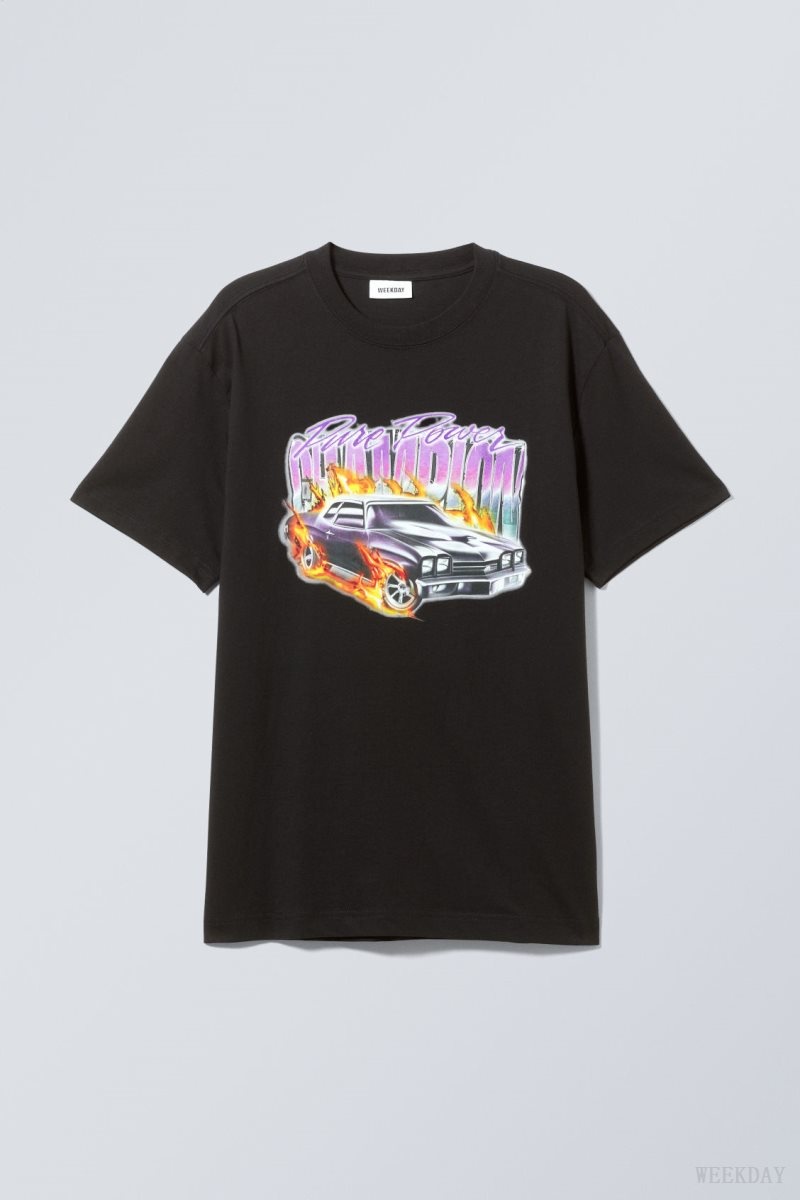 Weekday Oversized Graphic Printed T-shirt Pure Power Champion | ORZT6412