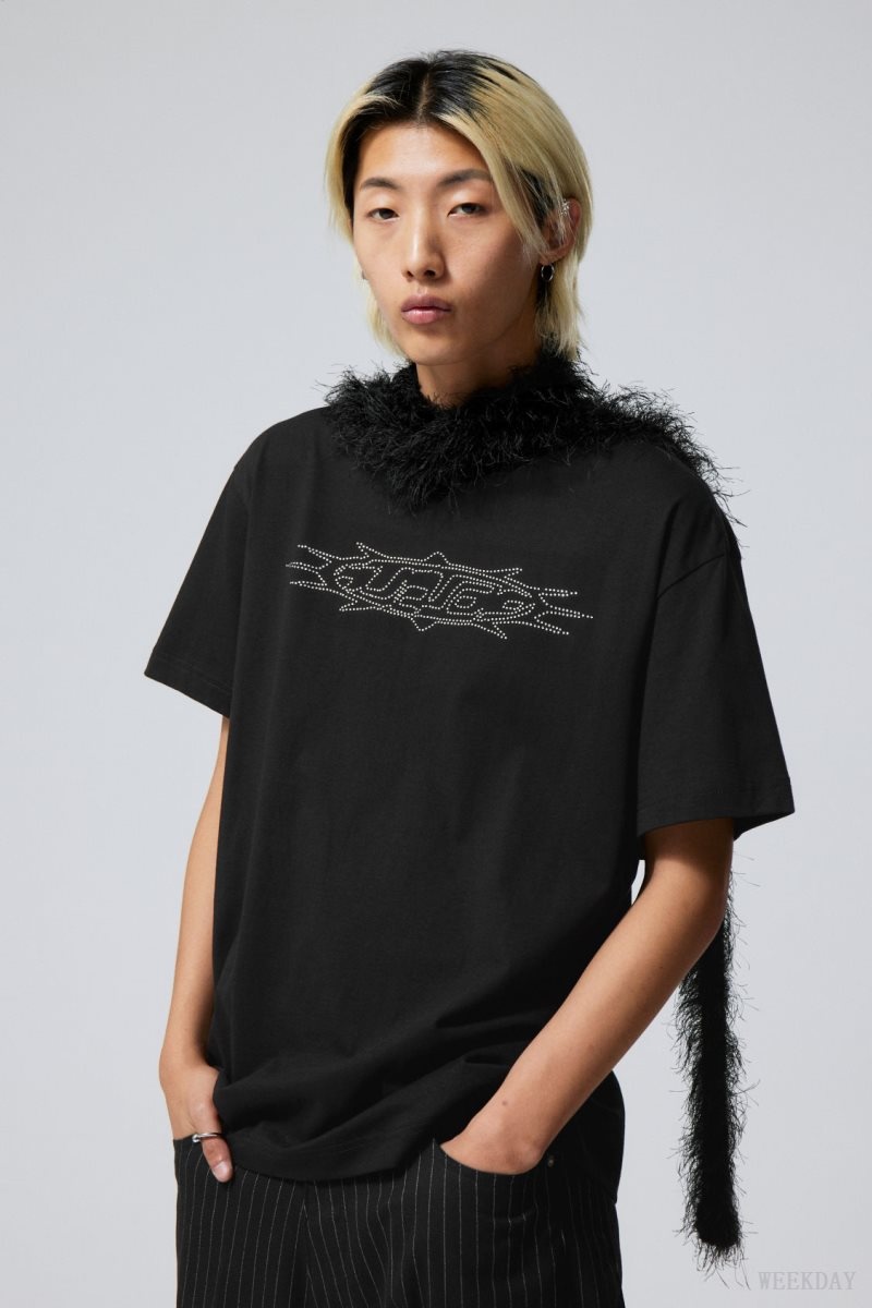 Weekday Oversized Graphic Printed T-shirt Destiny Rhinestones | FGJZ8431