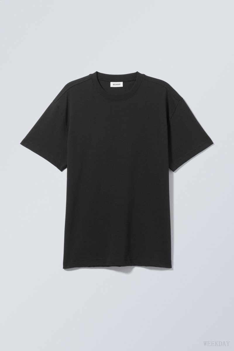 Weekday Oversized Graphic Printed T-shirt Black | IBWF6506