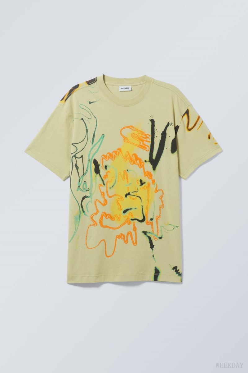 Weekday Oversized Graphic Printed T-shirt Airbrushed | WQKB6561