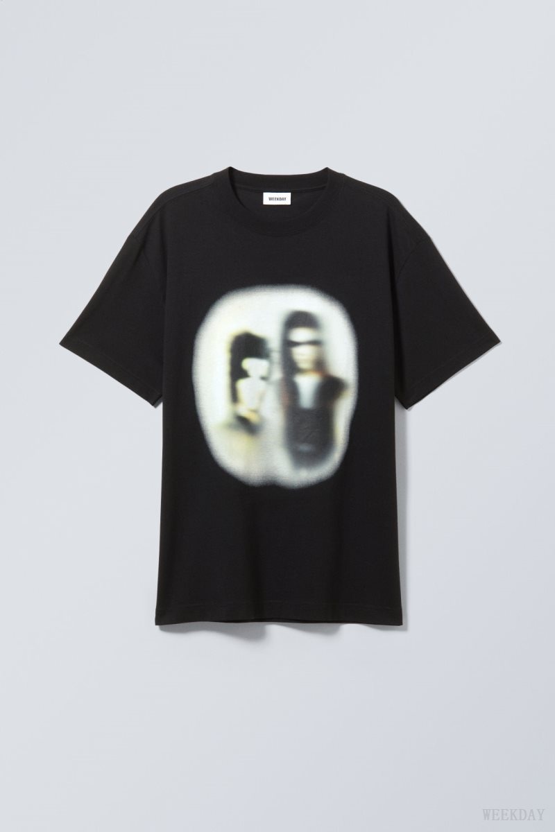 Weekday Oversized Graphic Printed T-shirt The Blurry Band | QFSN5415