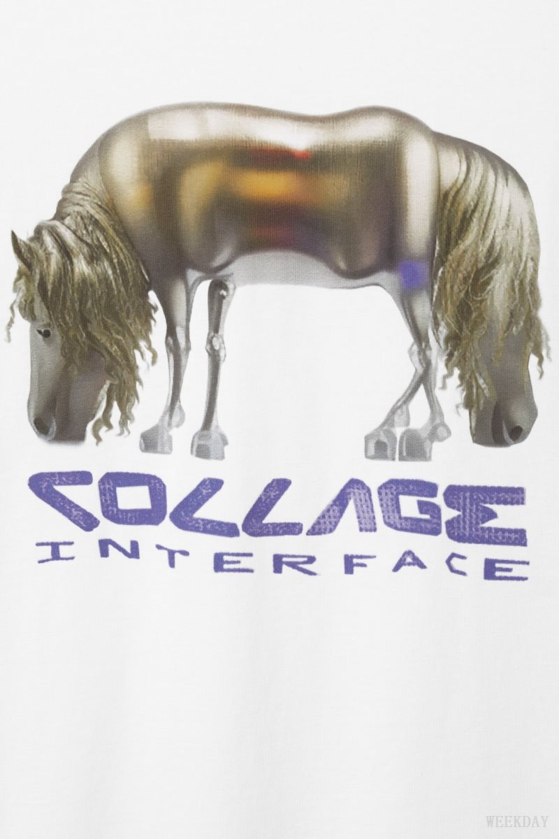 Weekday Oversized Graphic Printed T-shirt AI Collage Horse | XKRB7235