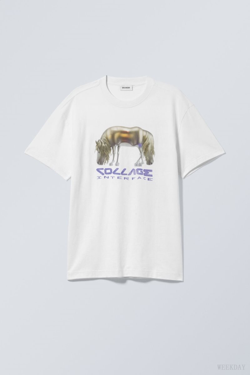 Weekday Oversized Graphic Printed T-shirt AI Collage Horse | XKRB7235