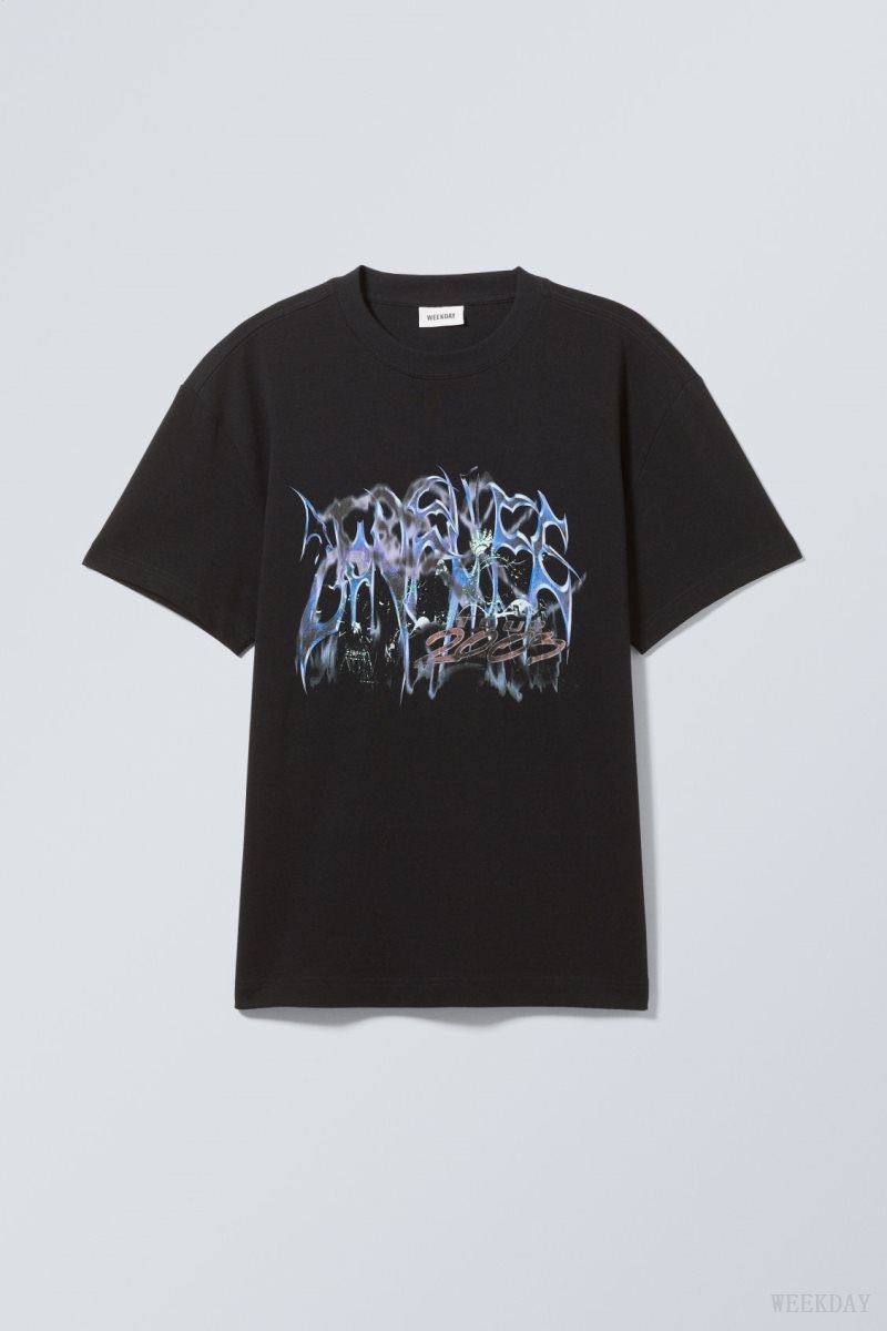 Weekday Oversized Graphic Printed T-shirt Love Life Tour | CRCT0553