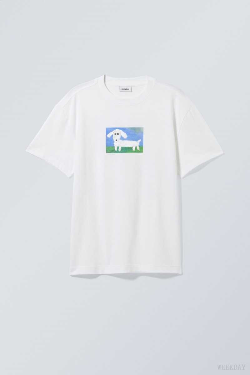 Weekday Oversized Graphic Printed T-shirt Paper Dog | OMKT2315