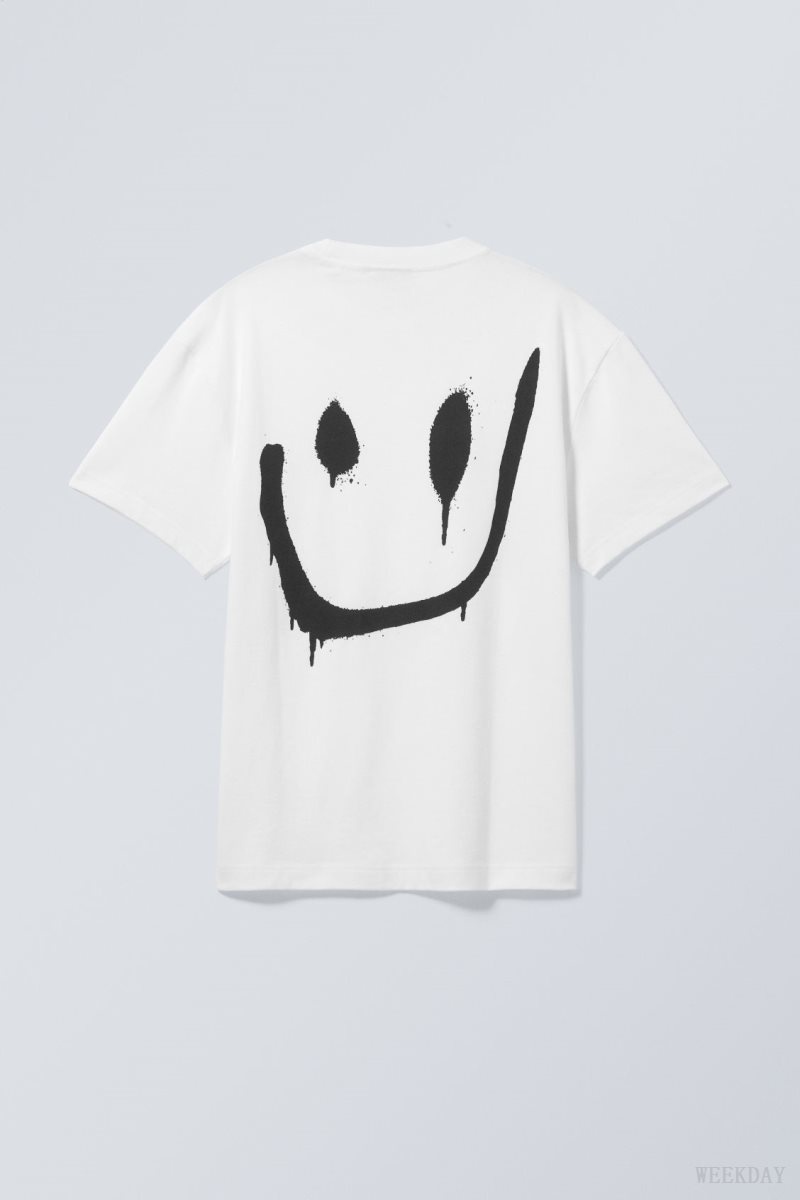 Weekday Oversized Graphic Printed T-shirt Drippy Smiley | RMLO8338