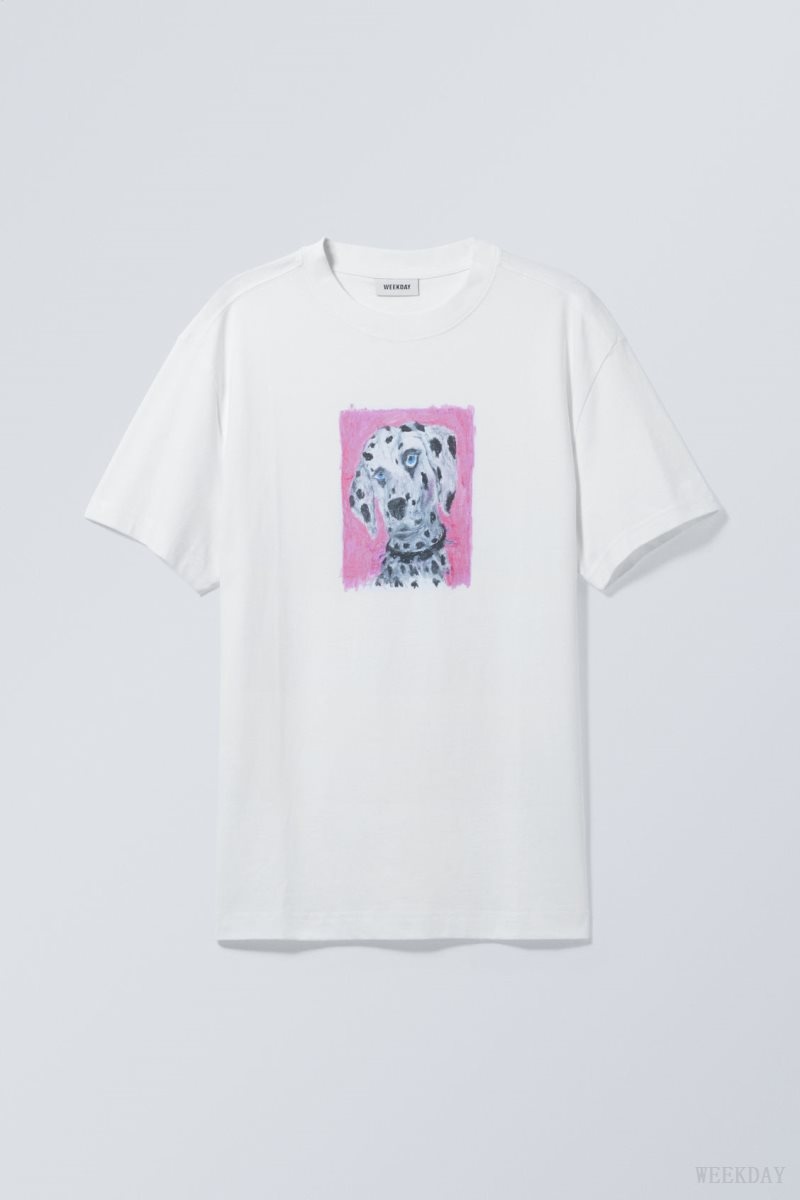 Weekday Oversized Graphic Printed T-shirt Dalmatian | YEUN5950