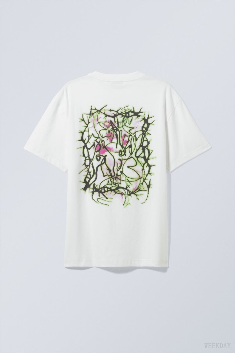 Weekday Oversized Graphic Printed T-shirt Cosmic Botanic Garden | IKTA5067