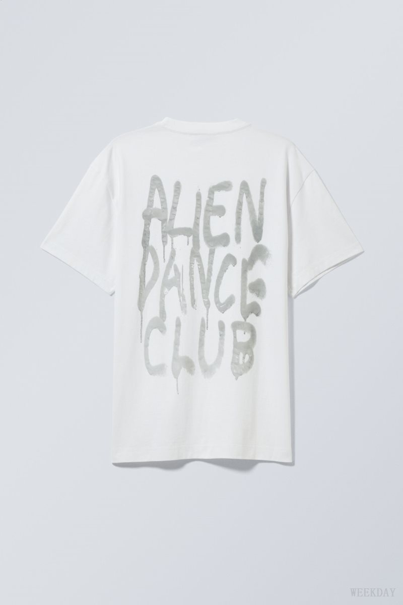 Weekday Oversized Graphic Printed T-shirt Alien Dance Club | AOLU5907