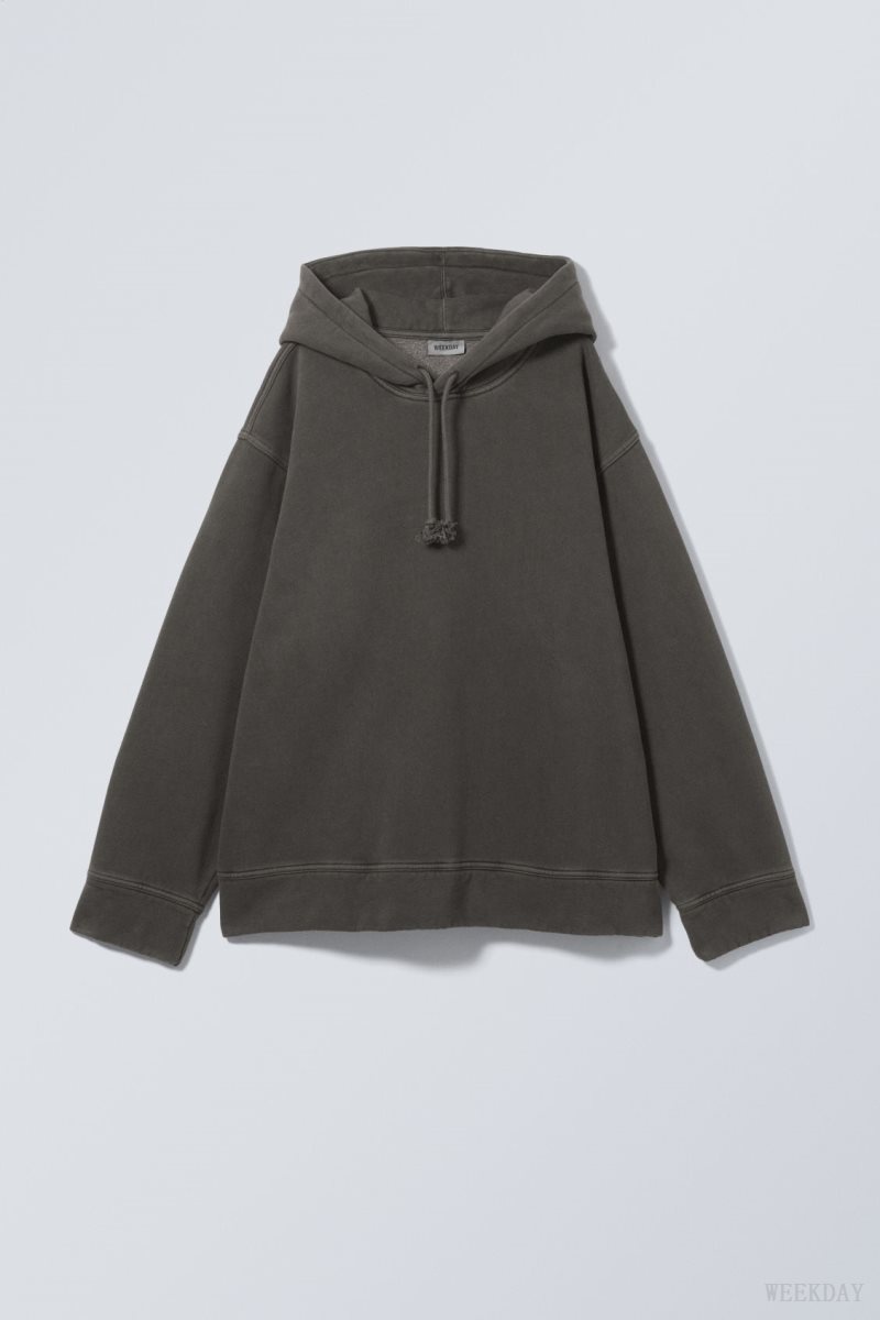 Weekday Oversized Heavyweight Hoodie Black | GDOI9766