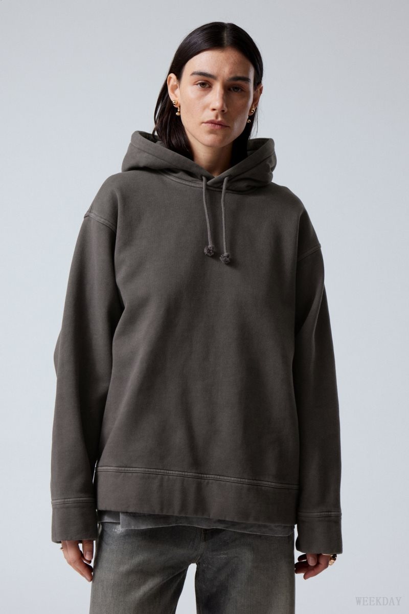 Weekday Oversized Heavyweight Hoodie Black | GDOI9766