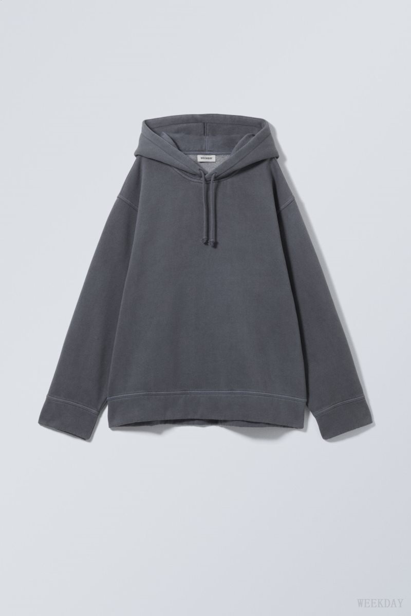 Weekday Oversized Heavyweight Hoodie Dark Blue | ZCSK3579