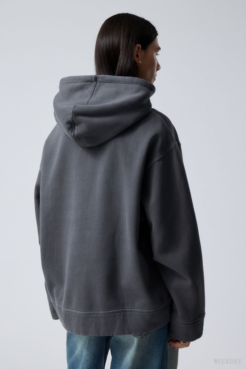 Weekday Oversized Heavyweight Hoodie Dark Blue | ZCSK3579