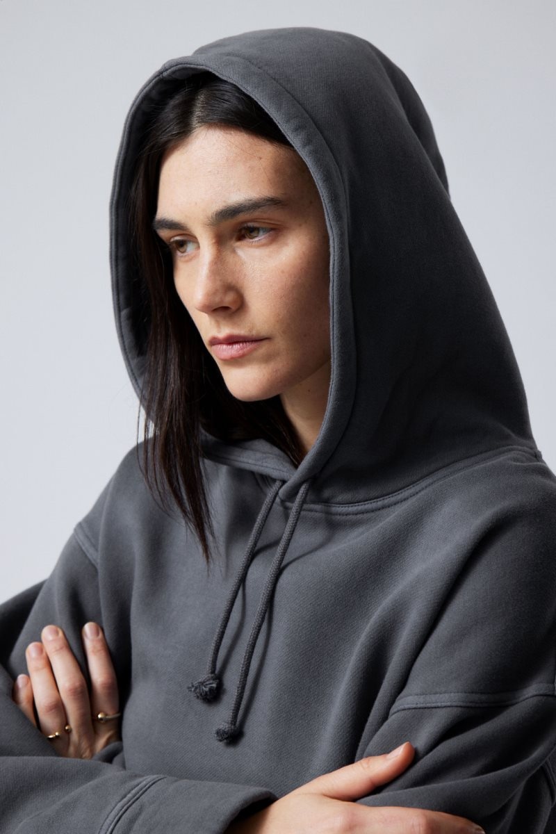 Weekday Oversized Heavyweight Hoodie Dark Blue | ZCSK3579