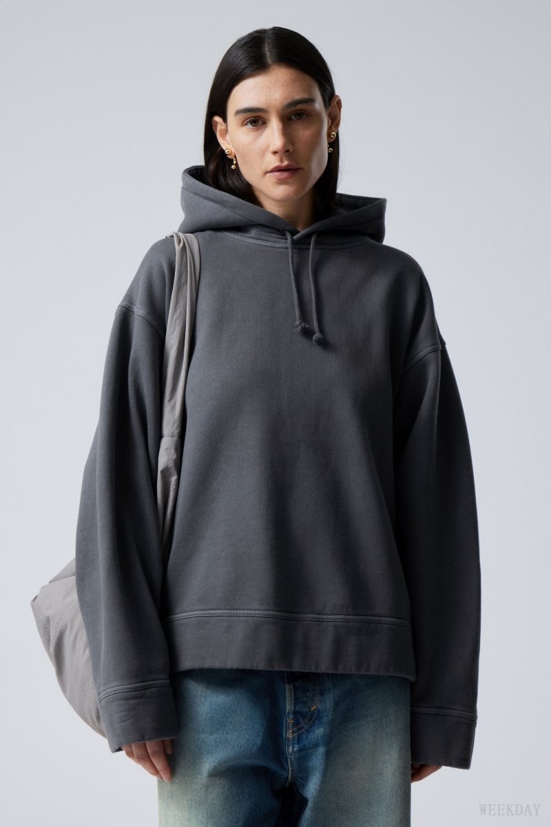 Weekday Oversized Heavyweight Hoodie Dark Blue | ZCSK3579