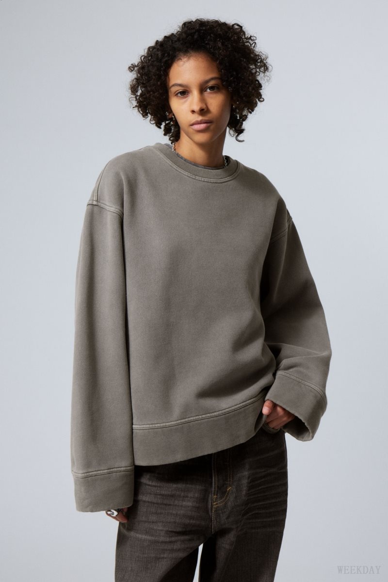 Weekday Oversized Heavyweight Sweatshirt Grey | BIPT0238