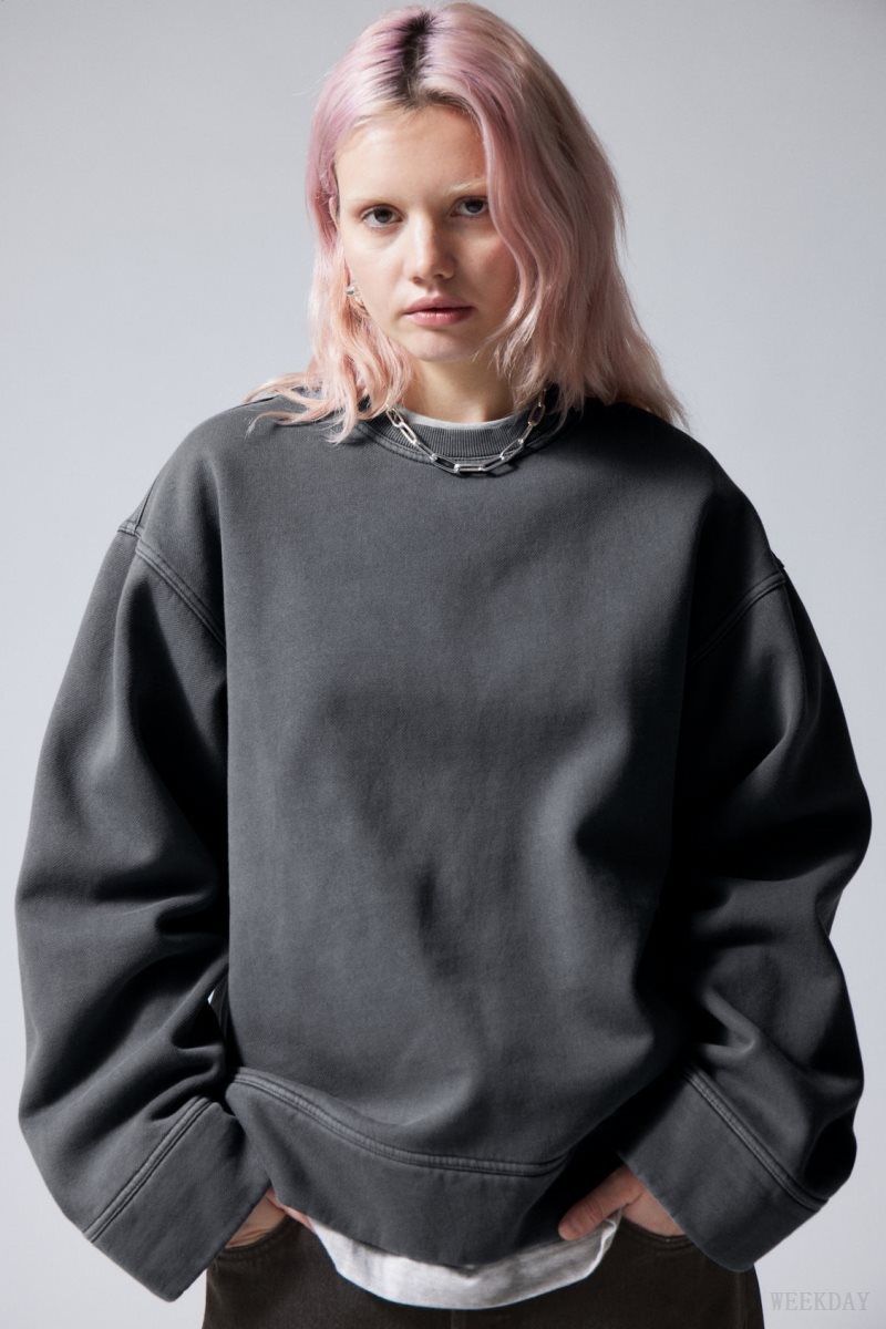 Weekday Oversized Heavyweight Sweatshirt Grey | JUIO3299