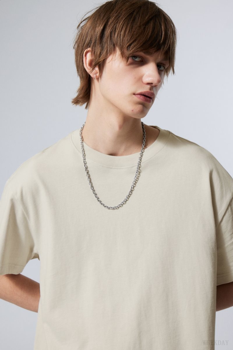 Weekday Oversized Heavyweight T-shirt Beige | GFBF8753