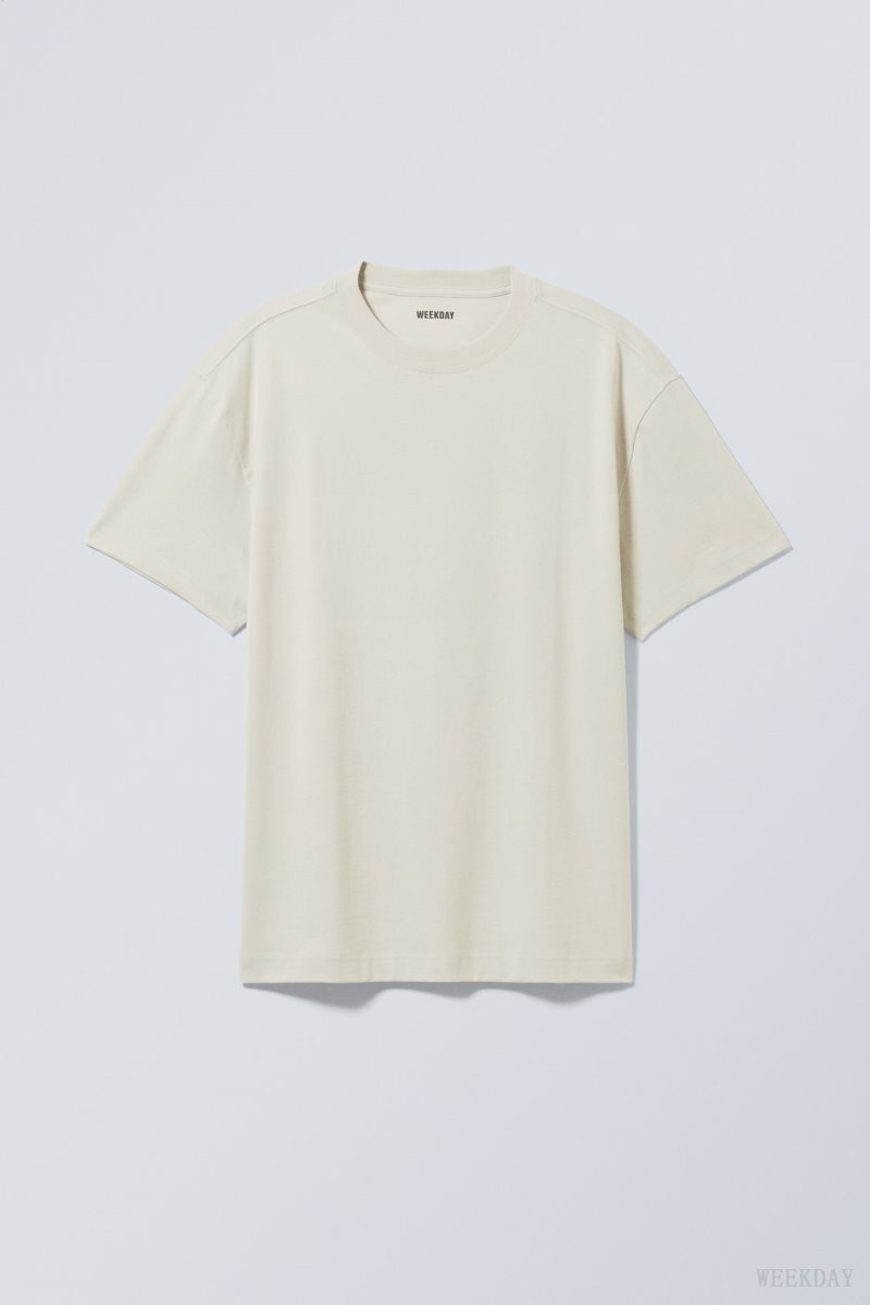 Weekday Oversized Heavyweight T-shirt Beige | GFBF8753