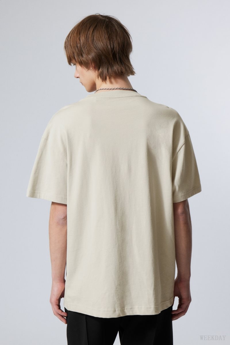 Weekday Oversized Heavyweight T-shirt Beige | GFBF8753