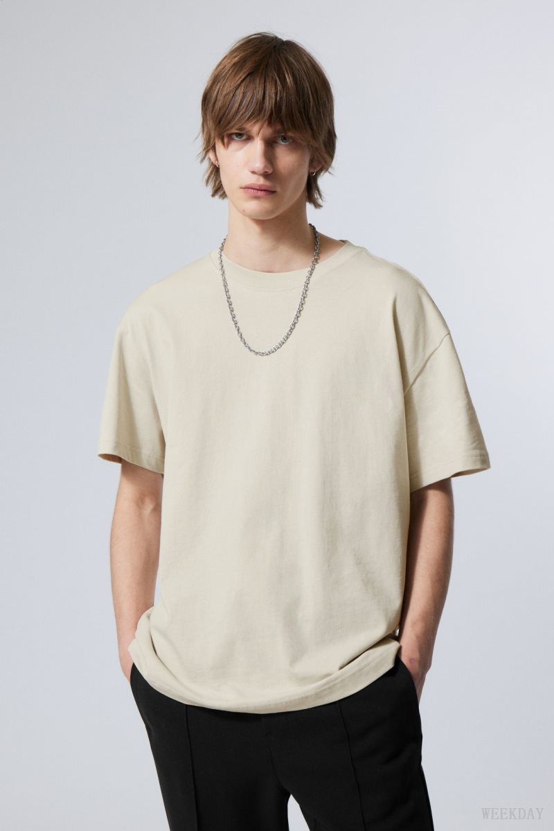 Weekday Oversized Heavyweight T-shirt Beige | GFBF8753