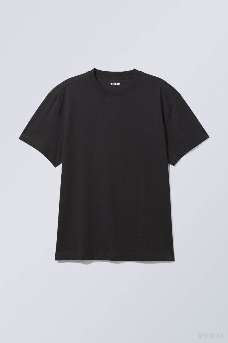 Weekday Oversized Heavyweight T-shirt Black | QWCZ8123