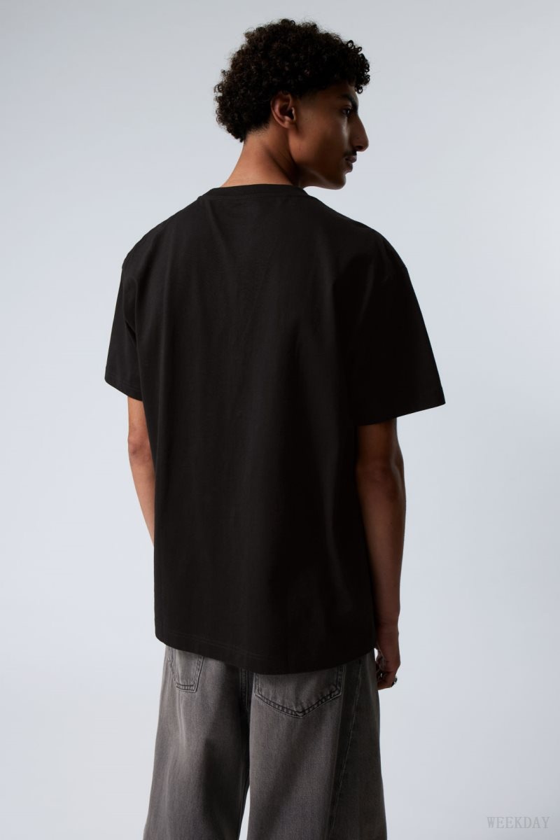 Weekday Oversized Heavyweight T-shirt Black | QWCZ8123