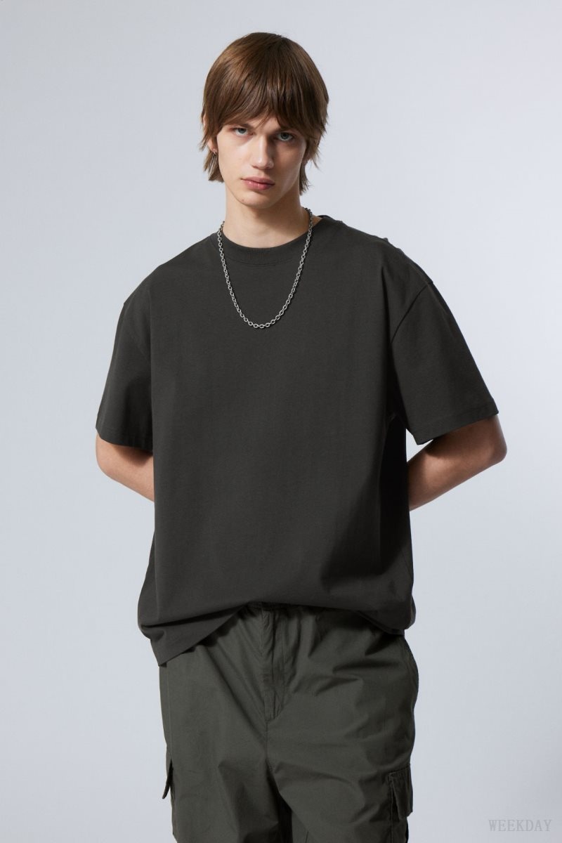 Weekday Oversized Heavyweight T-shirt Black | NPUQ2961