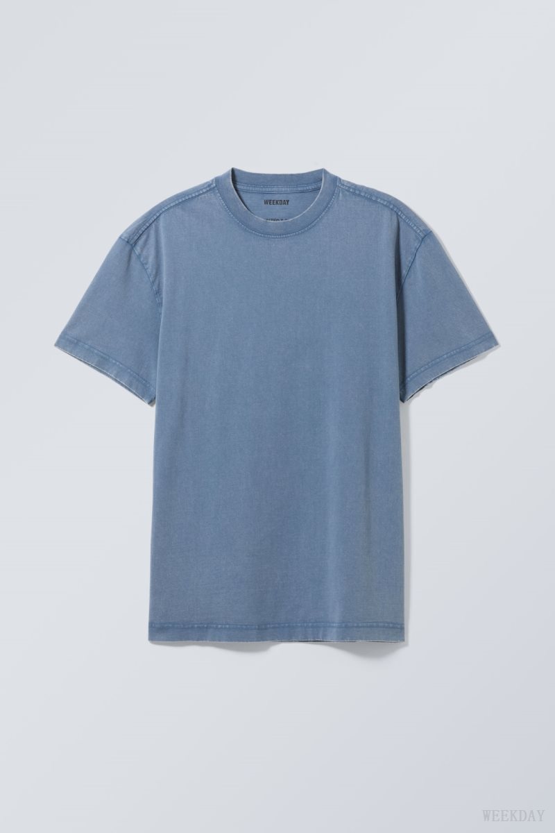 Weekday Oversized Heavyweight T-shirt Blue | DXYW2817