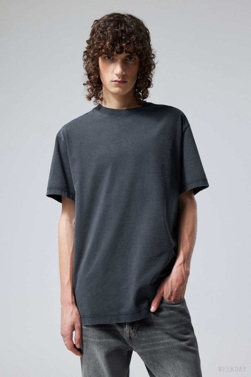 Weekday Oversized Heavyweight T-shirt Dark Blue | XMPK5095