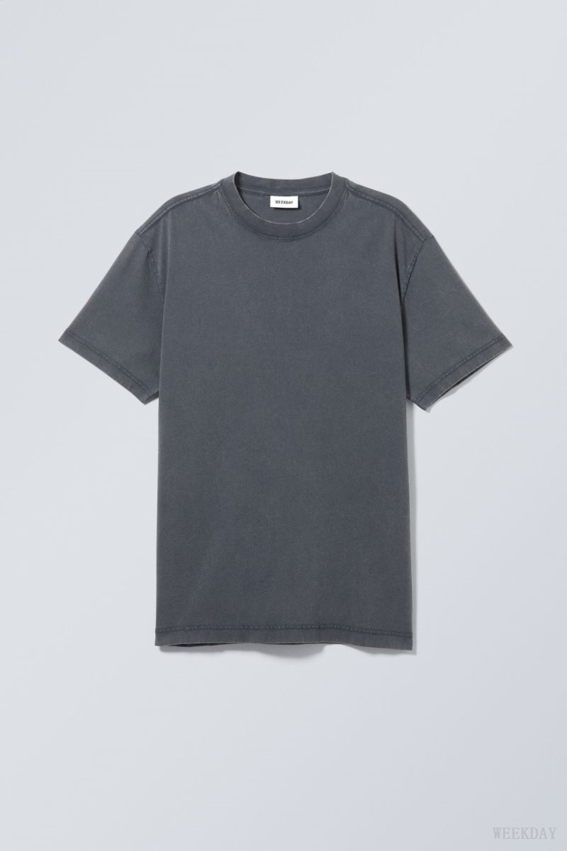 Weekday Oversized Heavyweight T-shirt Dark Blue | XMPK5095