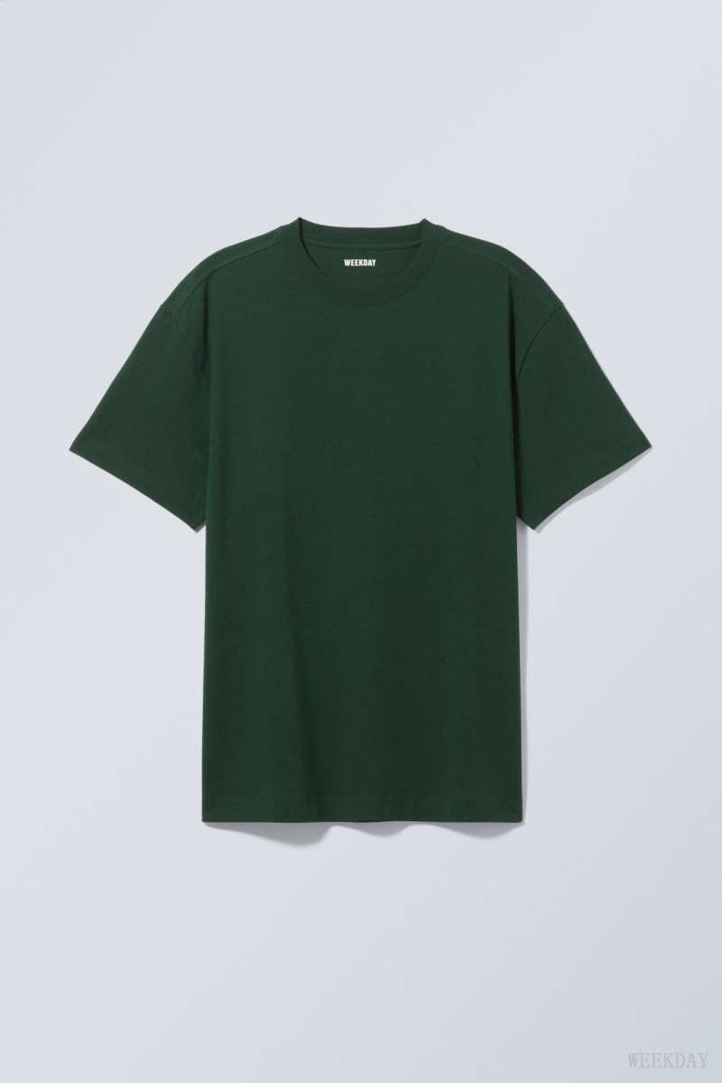 Weekday Oversized Heavyweight T-shirt Dark Green | VLVZ8531