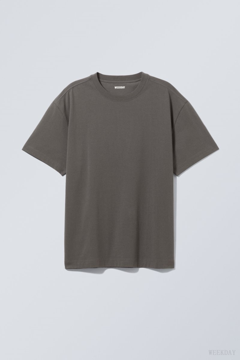 Weekday Oversized Heavyweight T-shirt Dark Grey | VCWX5651