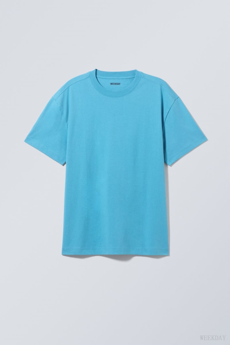 Weekday Oversized Heavyweight T-shirt Light Blue | OCUM3069