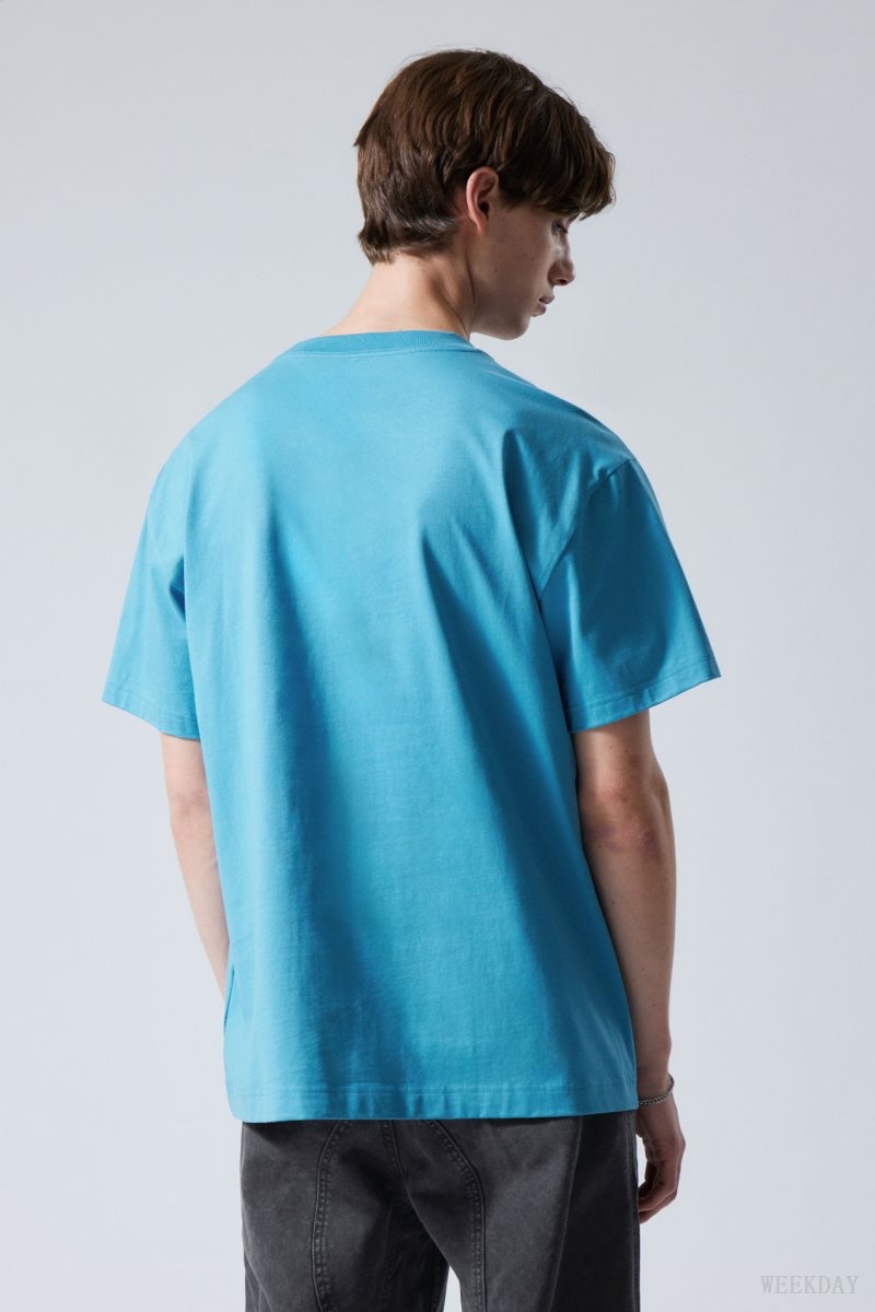 Weekday Oversized Heavyweight T-shirt Light Blue | OCUM3069