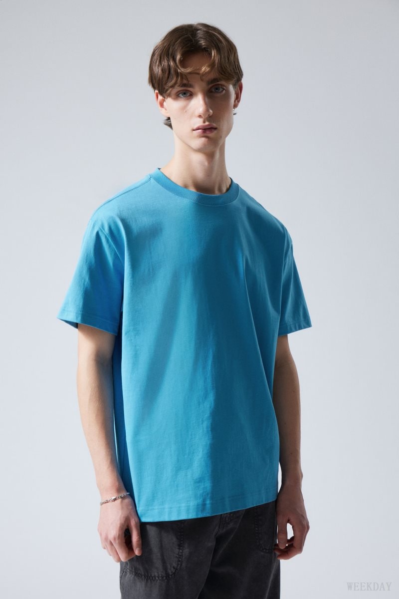 Weekday Oversized Heavyweight T-shirt Light Blue | OCUM3069